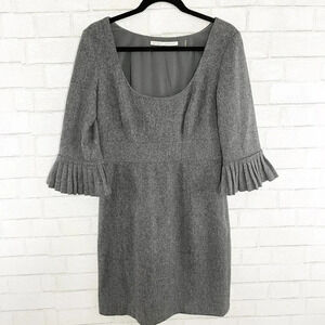 Susana Monaco Gray 100% Wool Ruffle Sleeve Dress Women's Size 10